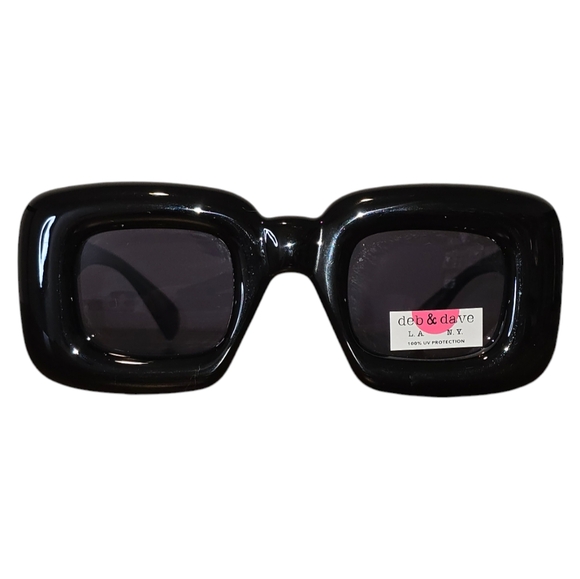 New! Deb & Dave Inflated Square Sunglasses in Black - Picture 3 of 7